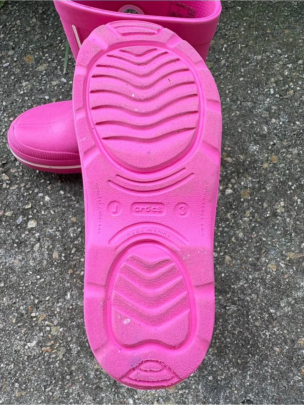 Crocs Jaunt Youth Girls Sz 3 Pink Rain Boots Mud Puddle Pull On Waterproof